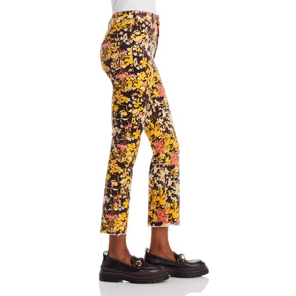 NWT Mother Hustler Ankle Fray Hopscotch Autumn Floral Stretch Corduroy Pant 27 - Picture 9 of 13